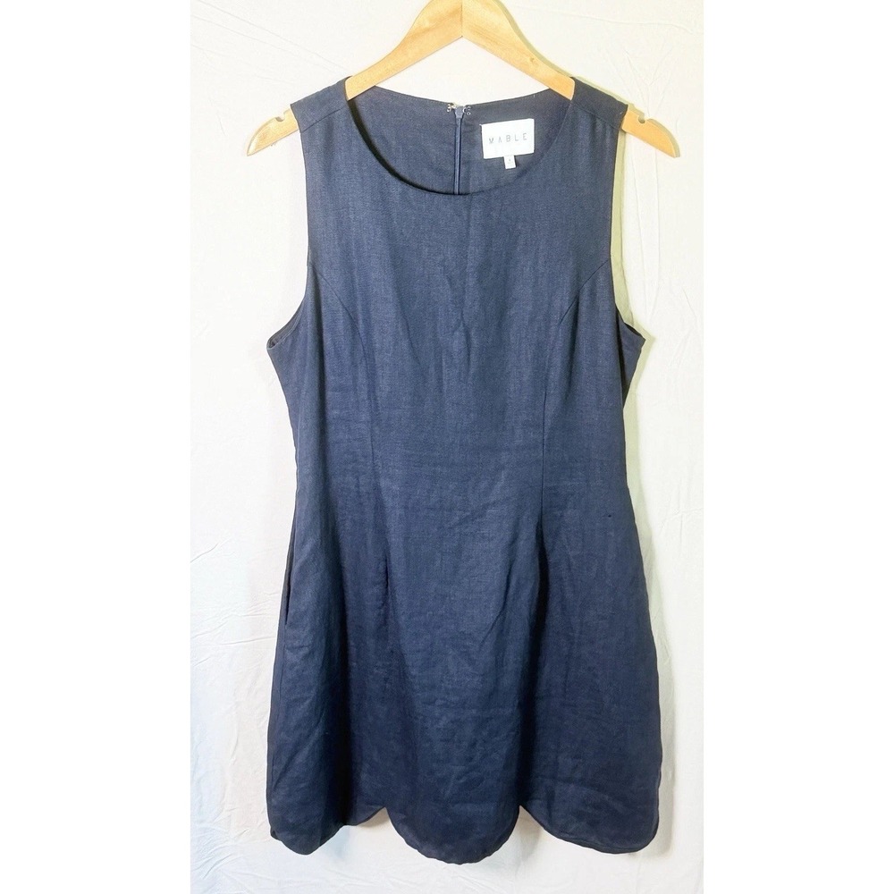 Mable Navy Blue Sleeveless Fit & Flare A-line Dress Business Casual Work Church